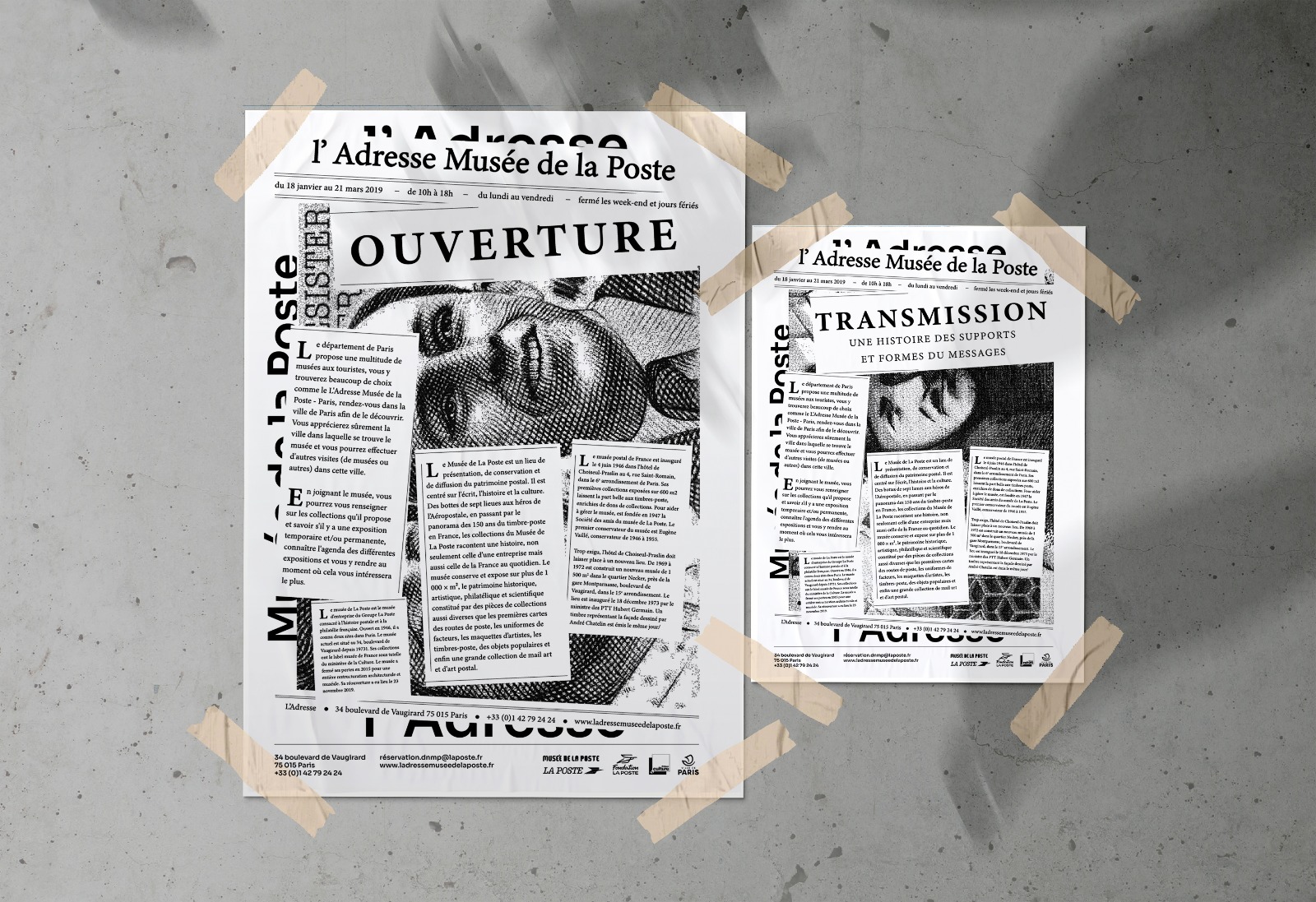 Doublesaffiches Poste, musée de La Poste, identité visuelle par Florent Andarelli